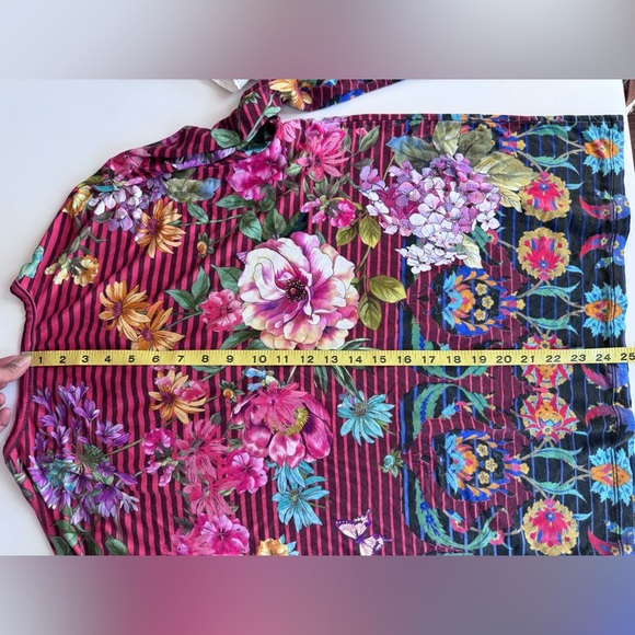 Johnny Was Los Angeles Striped Floral Top Women’s Size L - Picture 10 of 11
